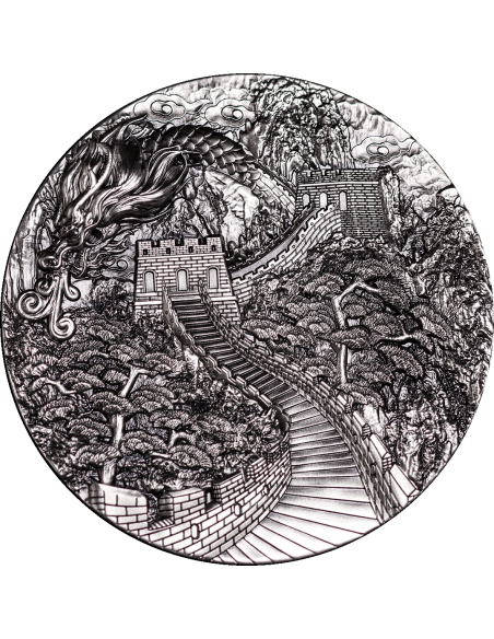 DRAGON AWAKENING AND THE GREAT WALL 5 Oz Silver Coin 10$ Niue 2024 - Coins & More - Niue