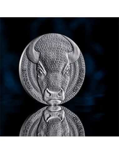 BINARY BULL Cryptocurrency 2 Oz Silver Coin 1000 Satoshi United Crypto States 2024 - Coins & More - Monete per Paese