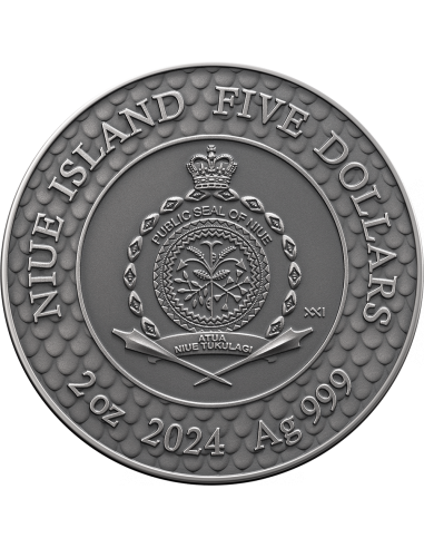 PINK PEARL AND DRAGON Divine Pearls 2 Oz Silver Coin 5$ Niue 2024 - Coins & More - Niue