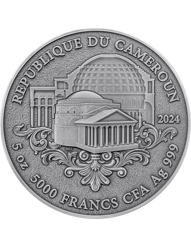 THE EYE OF PANTHEON 5 Oz Antique Silver Coin 5000 Francs Cameroon 2024 - Coins & More - Camerun
