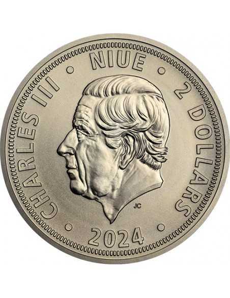 CZECH LION Antique Finish 1 Oz Silver Coin 2$ Niue 2024 - Coins & More - Niue
