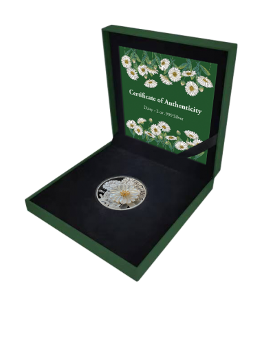 DAISY Mother of Pearl 2 Oz Silver Coin 5$ Solomon Islands 2024 - Coins & More - Îles Salomons