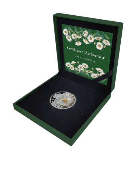 DAISY Mother of Pearl 2 Oz Silver Coin 5$ Solomon Islands 2024 - Coins & More - Îles Salomons