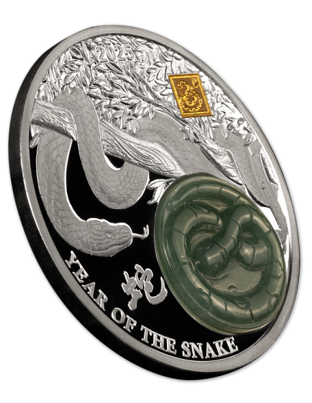 SNAKE Jade Chinese Lunar Year 2 Oz Silver Coin 25 Francs Burundi 2025 - Coins & More - Silber
