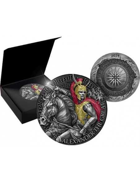 ALEXANDER THE GREAT Great Commanders 5 Oz Silver Coin 5000 Francs Cameroon 2024 - Coins & More - Camerun