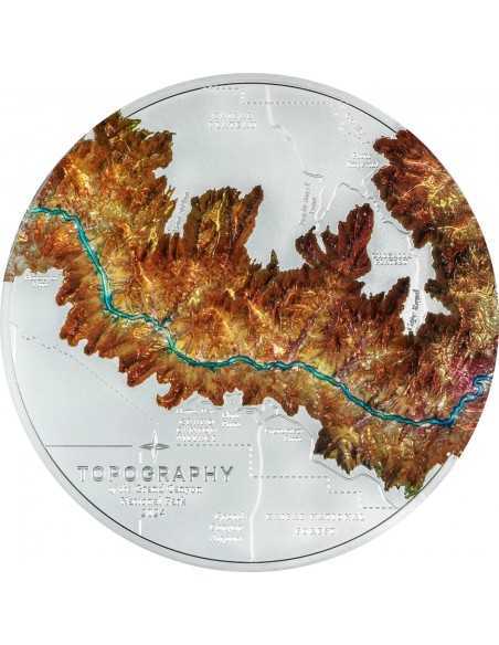 GRAND CANYON Topography 1Kg Kilo Edition Silver Coin 100$ Cook Islands 2024 - Coins & More - Isole Cook