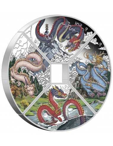 YEAR OF THE DRAGON Quadrant Set 4 x 1 Oz Silver Coins 1$ Tuvalu 2024 - Coins & More - Niue