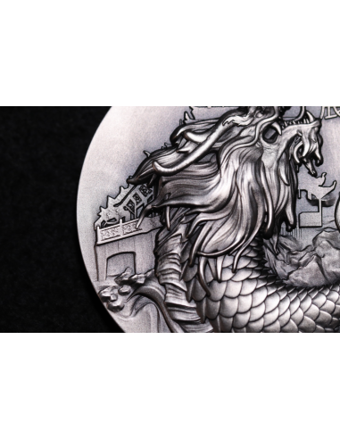 AO DRAGON 5 Oz Antique Finish Silver Coin 12$ Dollars Niue 2024 - Coins & More - Chad