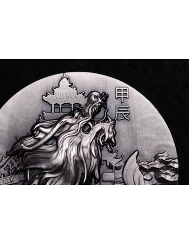 AO DRAGON 5 Oz Antique Finish Silver Coin 12$ Dollars Niue 2024 - Coins & More - Chad