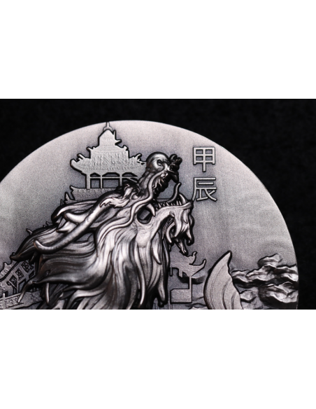 AO DRAGON 5 Oz Antique Finish Silver Coin 12$ Dollars Niue 2024 - Coins & More - Chad