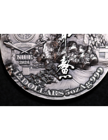 AO DRAGON 5 Oz Antique Finish Silver Coin 12$ Dollars Niue 2024 - Coins & More - Chad
