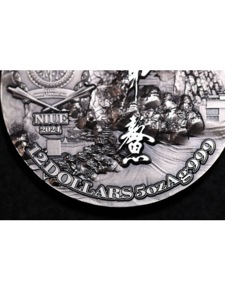 AO DRAGON 5 Oz Antique Finish Silver Coin 12$ Dollars Niue 2024 - Coins & More - Chad