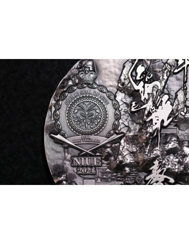 AO DRAGON 5 Oz Antique Finish Silver Coin 12$ Dollars Niue 2024 - Coins & More - Chad