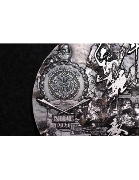 AO DRAGON 5 Oz Antique Finish Silver Coin 12$ Dollars Niue 2024 - Coins & More - Chad
