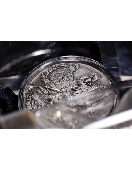 AO DRAGON 5 Oz Antique Finish Silver Coin 12$ Dollars Niue 2024 - Coins & More - Chad