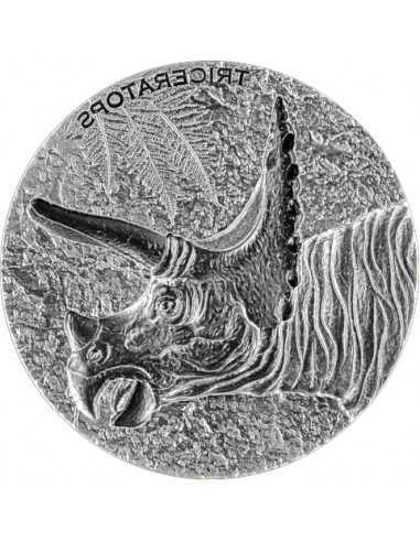 TRICERATOPS The Legend of Lost Dinosaurs 2x 2 Oz Silver Coin 10000 Francs Chad 2024 - Coins & More - Chad