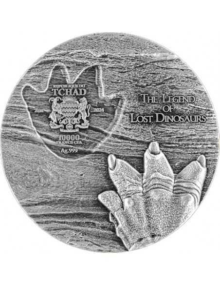 TRICERATOPS The Legend of Lost Dinosaurs 2x 2 Oz Silver Coin 10000 Francs Chad 2024 - Coins & More - Chad