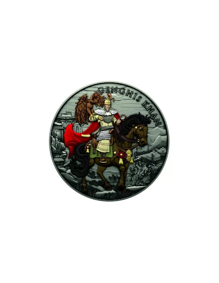 GENGHIS KHAN Legendary Warriors 1 Oz Silver Medal 2023 - Coins & More - Argento