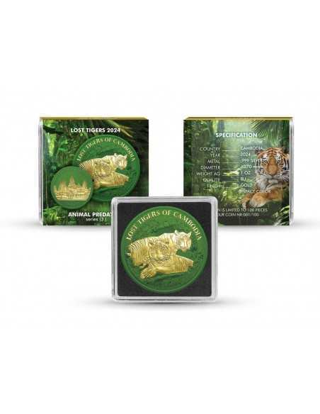 LOST TIGERS Animal Predators 1 Oz Silver Coin 3000 Riels 2024 - Coins & More - Europa