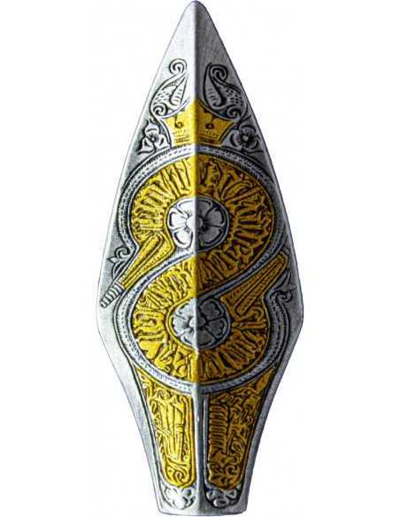 ARROW HEAD 3D Shaped 1/4 Oz Gold Plated Antique Finish Silver Bar