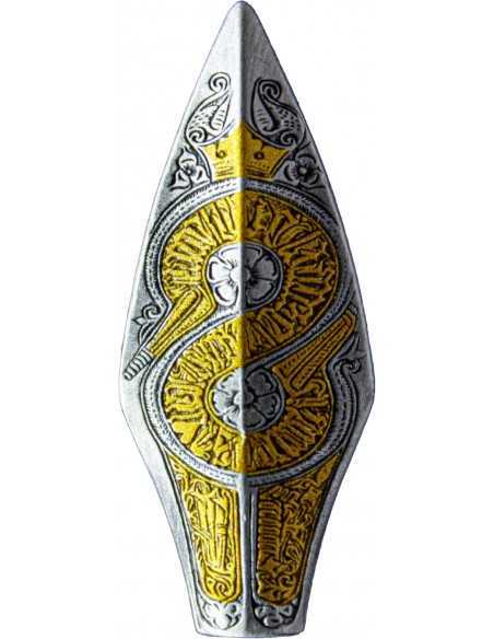 ARROW HEAD 3D Shaped 1/4 Oz Gold Plated Antique Finish Silver Bar