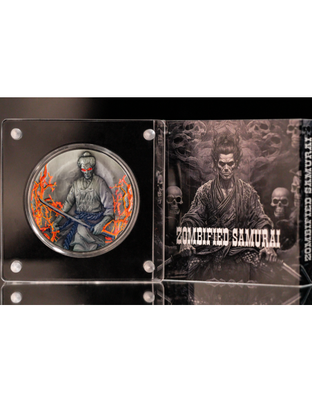 ZOMBIFIED SAMURAI Glow In Dark 2 Oz Antique Silver Coin 2000 Francs Cameroon 2024 - Coins & More - Cameroun