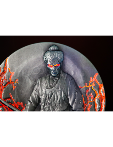 ZOMBIFIED SAMURAI Glow In Dark 2 Oz Antique Silver Coin 2000 Francs Cameroon 2024 - Coins & More - Cameroun