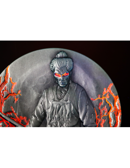 ZOMBIFIED SAMURAI Glow In Dark 2 Oz Antique Silver Coin 2000 Francs Cameroon 2024 - Coins & More - Cameroun
