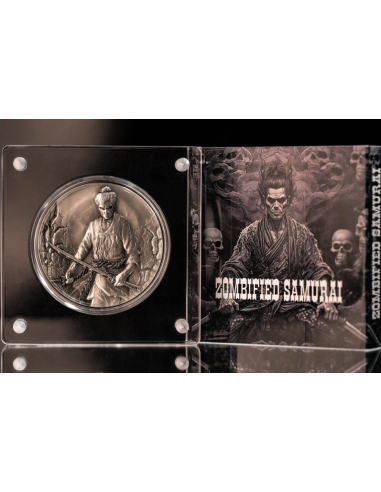 ZOMBIFIED SAMURAI Glow In Dark 2 Oz Antique Silver Coin 2000 Francs Cameroon 2024 - Coins & More - Cameroun