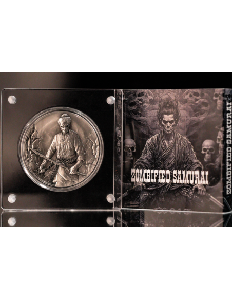 ZOMBIFIED SAMURAI Glow In Dark 2 Oz Antique Silver Coin 2000 Francs Cameroon 2024 - Coins & More - Cameroun