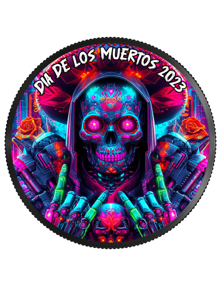 DIA DE LOS MUERTOS Cyberpunk 1 Oz Silver Coin Mexico 2023 - Coins & More - Mexique