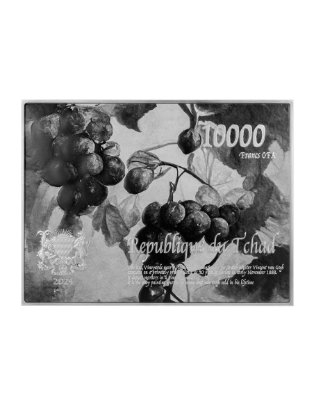 THE RED VINEYARD 1888 By Vincent Van Gogh Colored 2.5 Oz Silver & 120g Copper Coin 10000 Francs Chad 2024 - Coins & More - Tchad