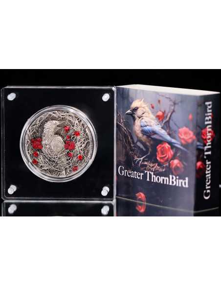 GREATER THORN BIRD Big Thorn 3 Oz Silver Coin 3000 Francs CFA Gabon 2025 - Coins & More - Gabon