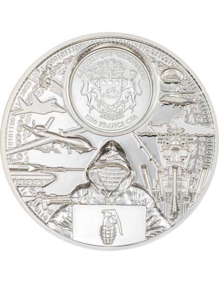 WAR HAS NO REAL WINNER Time Flies 2 Oz Silver Coin 1500 Francs Gabon 2023 - Coins & More - Gabon