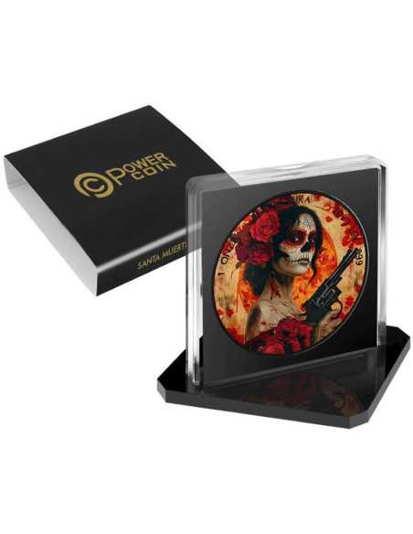 SANTA MUERTE Gun Black Platinum 1 Oz Silver Coin Mexico 2023 - Coins & More - Mexico