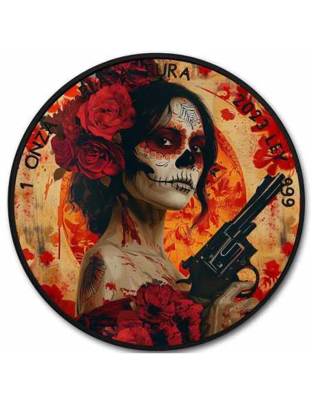 SANTA MUERTE Gun Black Platinum 1 Oz Silver Coin Mexico 2023 - Coins & More - Mexico