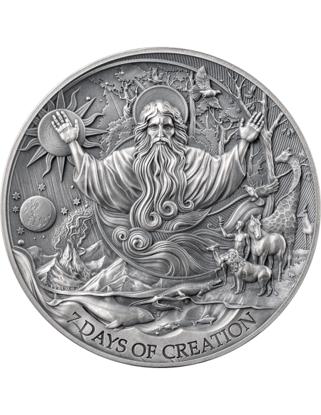 THE SEVEN DAYS OF CREATION Bible Stories 2 Oz Silver Coin 2000 Francs Cameroon 2024 - Coins & More - Camerun