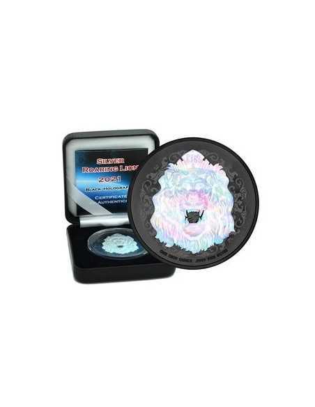 ROARING LION - HOLOGRAPHIC EDITION 1 Oz Silver & Ruthenium Coin 2$ Dollars Niue 2021 - Coins & More - Niue