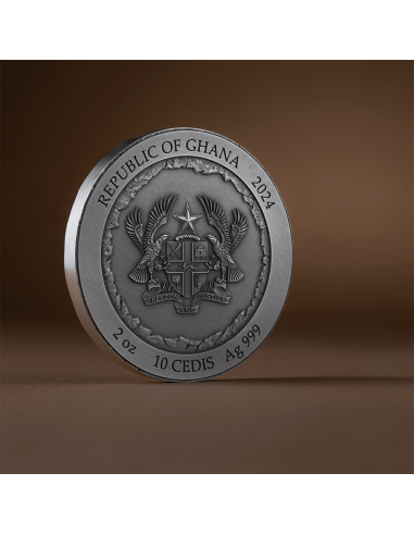 RUSHMORE Rock-cut Monuments 2 Oz Silver Coin 10 Cedis Ghana 2024