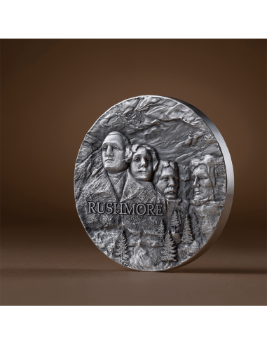 RUSHMORE Rock-cut Monuments 2 Oz Silver Coin 10 Cedis Ghana 2024