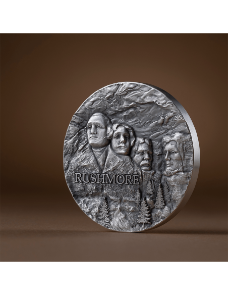 RUSHMORE Rock-cut Monuments 2 Oz Silver Coin 10 Cedis Ghana 2024
