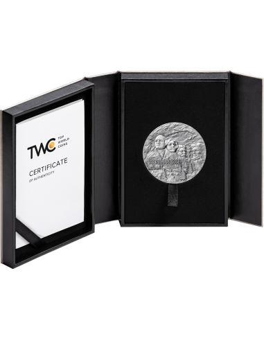 RUSHMORE Rock-cut Monuments 2 Oz Silver Coin 10 Cedis Ghana 2024
