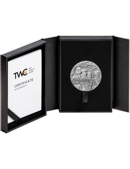 RUSHMORE Rock-cut Monuments 2 Oz Silver Coin 10 Cedis Ghana 2024