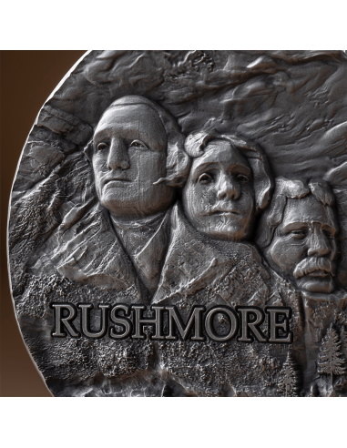 RUSHMORE Rock-cut Monuments 2 Oz Silver Coin 10 Cedis Ghana 2024