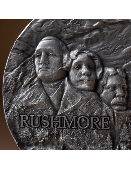 RUSHMORE Rock-cut Monuments 2 Oz Silver Coin 10 Cedis Ghana 2024