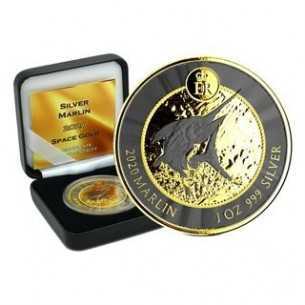 MARLIN - SPACE GOLD Edition 1 Oz Silver Ruthenium & Gold Coin Cayman Island 2020 - Coins & More - Argento