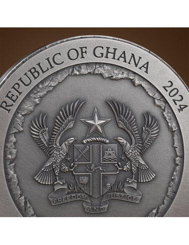RUSHMORE Rock-cut Monuments 2 Oz Silver Coin 10 Cedis Ghana 2024