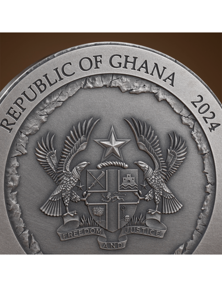 RUSHMORE Rock-cut Monuments 2 Oz Silver Coin 10 Cedis Ghana 2024