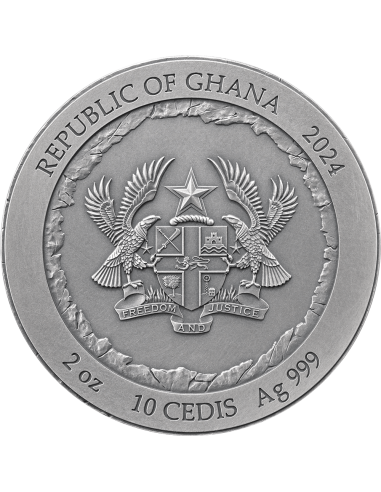 RUSHMORE Rock-cut Monuments 2 Oz Silver Coin 10 Cedis Ghana 2024