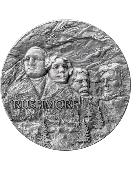 RUSHMORE Rock-cut Monuments 2 Oz Silver Coin 10 Cedis Ghana 2024